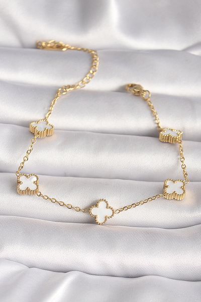 Toptan Bulurum سوار ذهبي اللون 316L Baby Boy Clover - TJ-BB6640