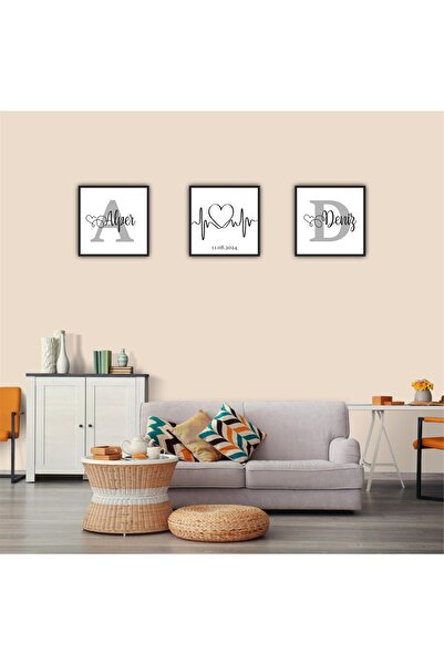 Ceymas Hediyelik Valentine's Day 3-Piece Painting Set - Decorative Plug-In Fr...