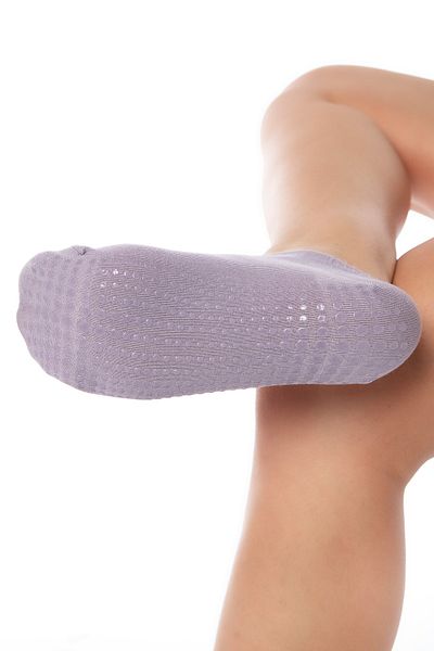 SAYSEZ Lilac-Purple Silicone Printed Bamboo Women's Pilates Yoga Fitness Booties 3-Piece - Non-Slip Sole