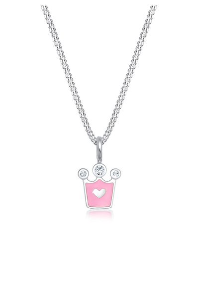 ELLI Halskette Damen Kinder Herz Krone mit Kristallen in 925 Sterling Silber