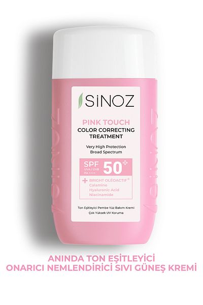SİNOZ Pink Touch Anında Ton Eşitleyiciici Onarıcı Nemlendirici Pembe Yüz Güneş Kremi Spf50