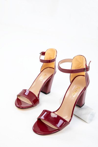 SOHO Claret Red Patent Leather Classic Heeled Shoes 14532