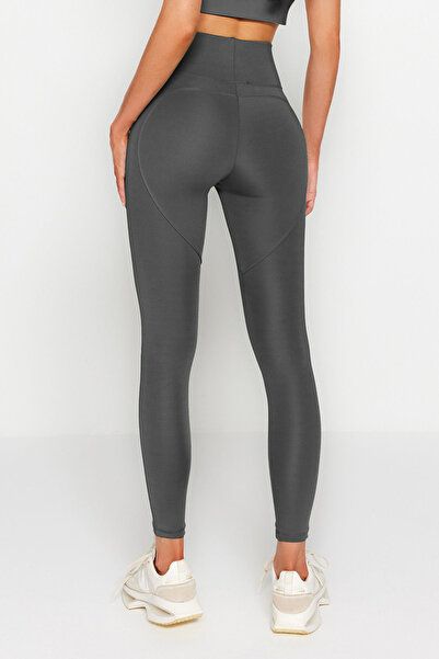 Trendyol Collection Dark Anthracite Push-Up Featured Full Length Knitted Sports Leggings TWOAW21TA0030