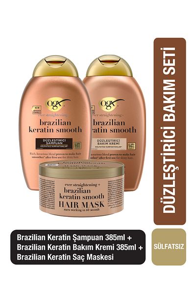 OGX Brazilian Keratin Straightening - Sulfate-Free Shampoo and Conditioner Mask