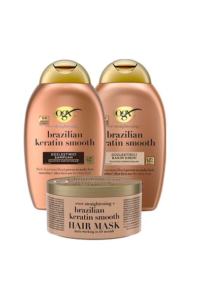 OGX Brazilian Keratin Straightening - Sulfate-Free Shampoo and Conditioner Mask