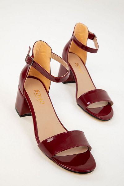 SOHO Claret Red Patent Leather Classic Heeled Shoes 14529