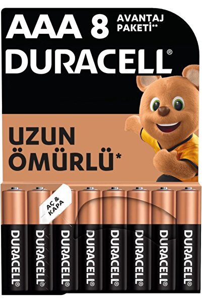 Duracell AAA Alkalin İnce Kalem Pil (8’li paket) 1,5 V LR03/MN2400