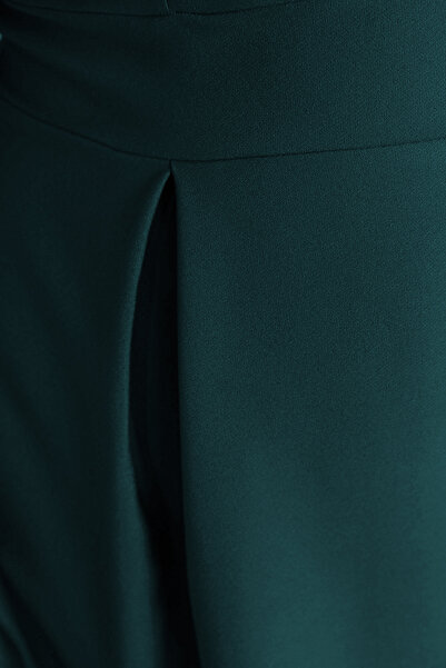 Trendyol Curve Emerald Green Woven Double Breasted Neckline Dress Tbbss22El2825