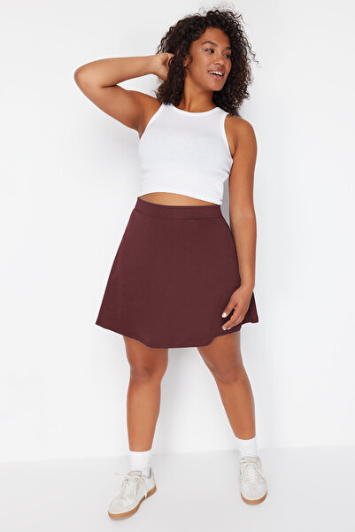 Trendyol Curve Dvouvrstvá červená pletená sportovní sukně - TBBSS24AP00024