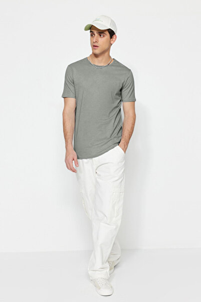 Trendyol Collection Grey Crew Neck Slim Fit T-Shirt - 100% Cotton Tmnss19Bo0001