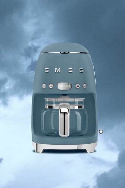 SMEG 50's Style Retro Mat - Storm Blue Coffee Maker Dcf02Sbmeu