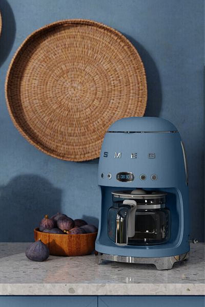SMEG 50's Style Retro Mat - Storm Blue Coffee Maker Dcf02Sbmeu