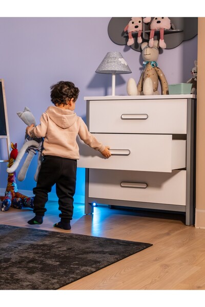 Meltem Smart Cozy Gri Çocuk Odası Şifonyer