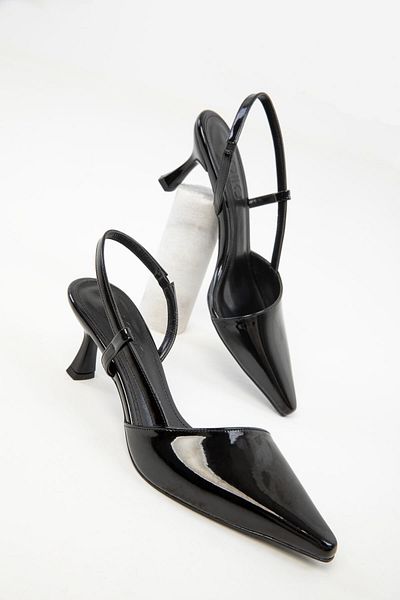 SOHO Black Patent Leather Women's Classic Heeled Shoes 20239