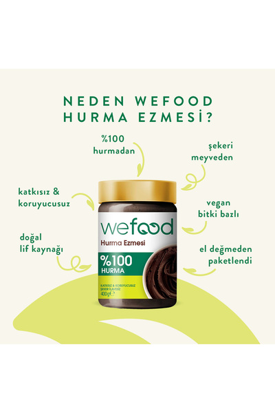 Wefood %100 Sade Hurma Ezmesi 400 gr (Hurma Püresi, Hurma Dolgusu)