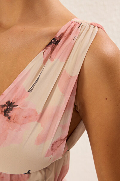 Trendyol Collection Multi Color Lined Chiffon Woven Maxi Evening Dress Night Graduation Dress Tprss25Ae00041