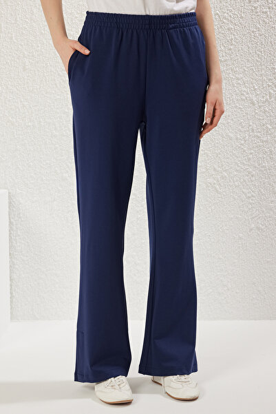 Trendyol Modest Navy Blue Belted Pocket Detailed Diver/Scuba Knitted Bottom-Top Suit Tctss24Us00043