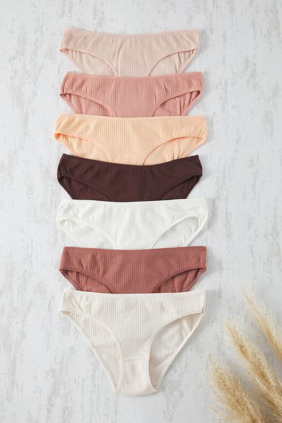 Trendyol Collection Packung mit 7 Baumwoll-Mesh-Höschen – Braun und mehrfarbig THMAW25KU00027