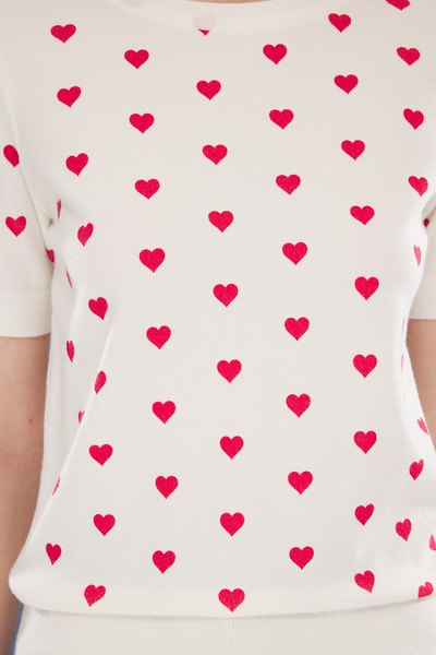 Trendyol Collection Bone Heart Printed Premium Thread / Special Thread Knitwear Blouse Twoss25Bz00196