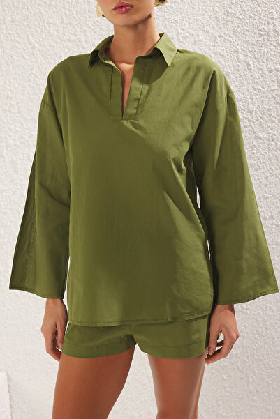 Trendyol Collection Khaki Color Shirt and Shorts Set - Tbess25Au00019