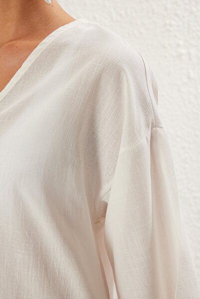 Trendyol Collection Λευκό Μίνι υφαντό φόρεμα παραλίας με αξεσουάρ TBESS25EL00067