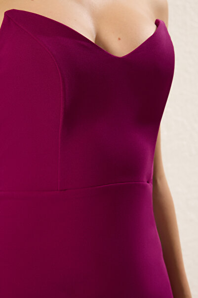 Trendyol Collection Plum Body-Hugging Woven Midi Stylish Evening Dress Night Graduation Dress Tprss25El00265