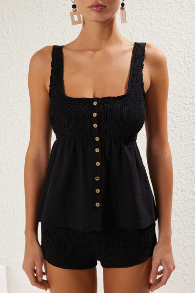 Trendyol Collection Black Printed Denim 100% Cotton