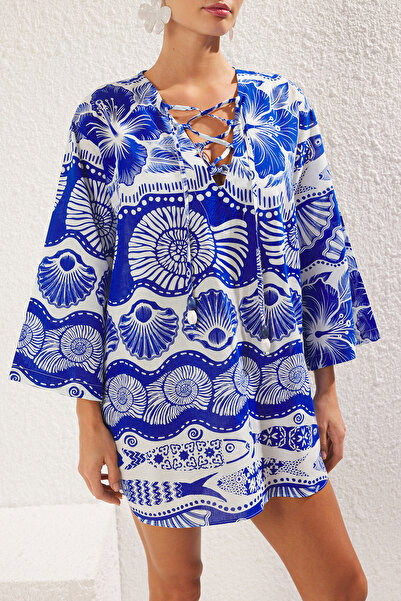 Trendyol Collection Vícebarevné 100% bavlněné mini tkané šaty s jednoduchým střihem