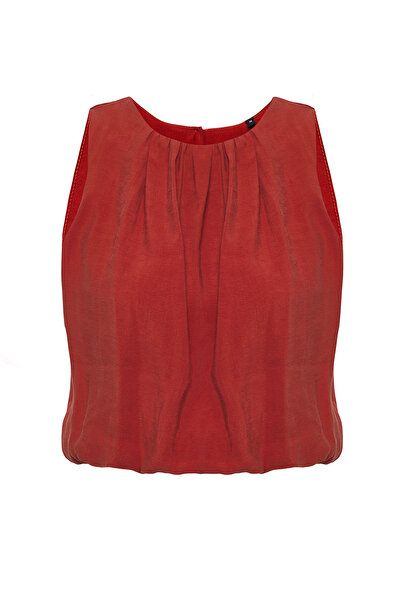 Trendyol Collection Dlaždice Color Baloon Sleeves Modal Crop Blůza - Twoss25Bz00364