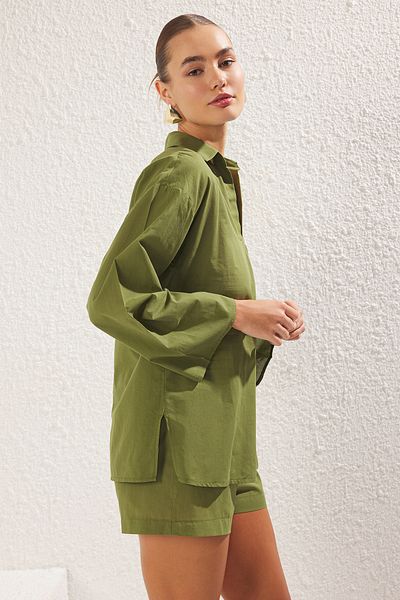 Trendyol Collection Khaki színű ing és rövidnadrág szett - TBESS25AU00019