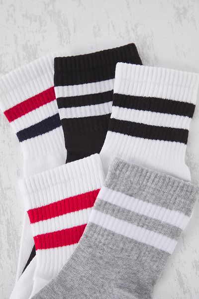Trendyol Collection Weiß-Mehrfarbige 5er-Pack gestreifte College-Socken TMNAW20CO0008