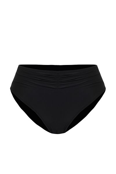 Trendyol Collection Schwarze, drapierte, reguläre Bikini-Unterseite mit hoher Taille TBESS24BA00145