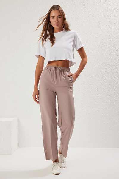Trendyol Collection Mink Straight/Straight Cut Pants Twoss25Pl00048