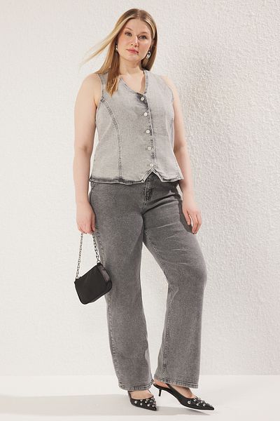 Trendyol Curve Graue Jeansweste TBBSS24BH00002