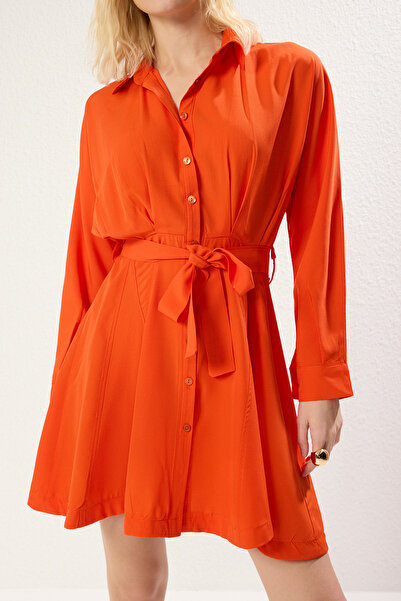 Trendyol Collection Pomegranate Flower Striped Mini Woven Dress Twoaw25El00154