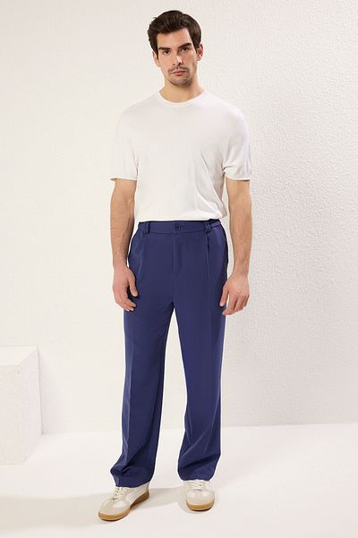 Trendyol Collection Sötétkék Wideleg Baggy kényelmes szabású szőtt szövet nadrág TMNSS25PL00007