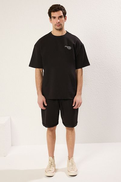 Trendyol Collection City haftowany czarny oversize dresowy komplet - Tmnss24Em00002