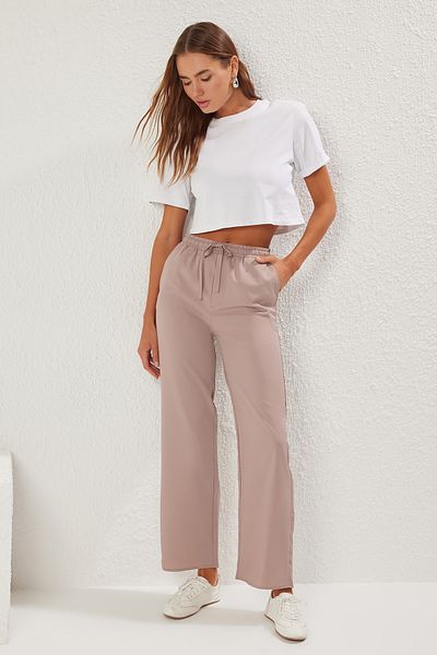 Trendyol Collection Mink Straight/Straight Cut Pants Twoss25Pl00048