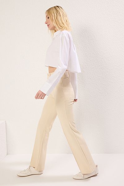 Trendyol Collection High Waist Ribbed Detail Flare Pants - Twoaw25Pl00071