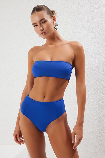 Trendyol Collection Saks*002 Animal trägerloses Taucher-/Scuba-Bikini-Set mit hoher Taille