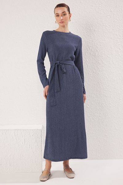 Trendyol Modest Modré pletené šaty TCTSS25EB00077
