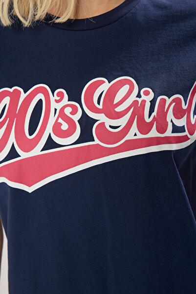 Trendyol Collection Námořnická modř Oversize/Wide Fit Pletené tričko se stojatým límečkem TWOSS23TS00373