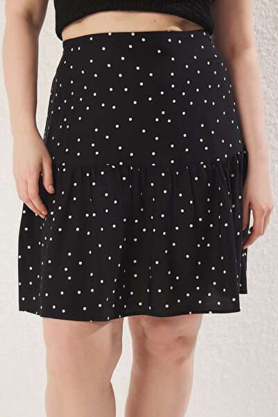 Trendyol Curve Fusta neagră țesută de mărime mare