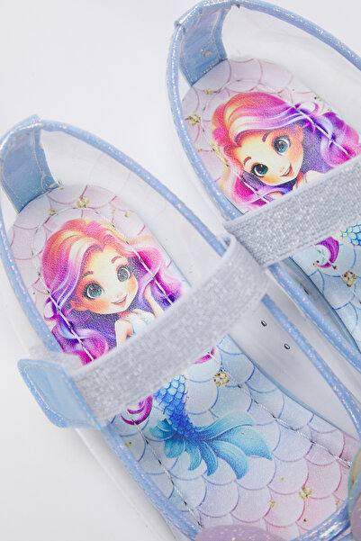 TRENDYOL SHOES Μπλε διάφανο γκλίτερ Mary Jane Μικρό θηλυκό παιδί Παιδικές μπαλαρίνες TAKSS25BE00024