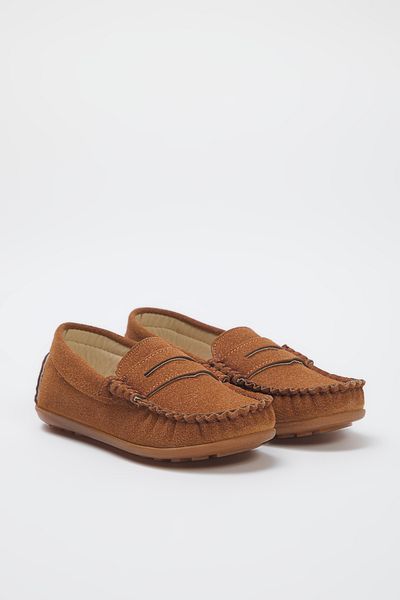 TRENDYOL SHOES Taba Nubuck Big/Small Boy Kids Loafer TAKSS25LA00010