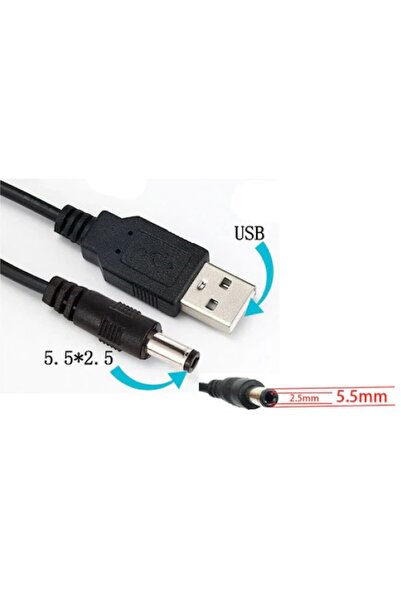 TEKNOSANAY Navidata Usb To Dc 5.5x2.5mm Kalın Power Kablo Güç Adaptör Kablosu...