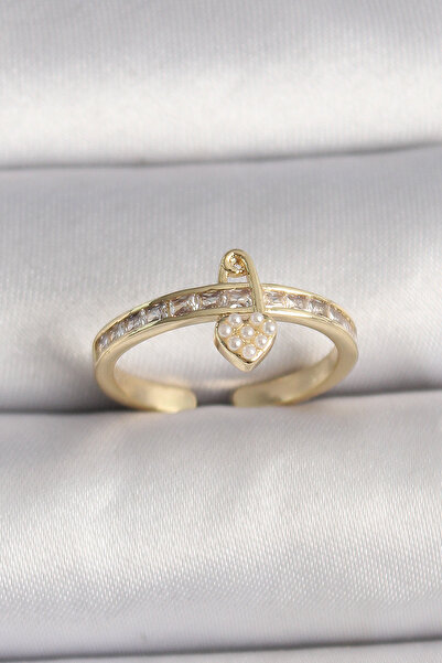 Leyaton LWLHMRS-IEG ieg ™   خاتم نحاسي ذهبي اللون مرصع بحجر الزركون وتفاصيل م...