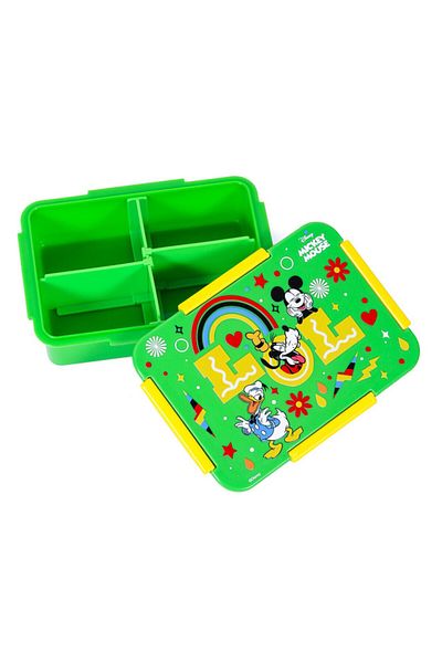 Eazy Kids صندوق غداء بينتو قابل للتحويل من ديزني لول ميكي ماوس، 1/2/3/4 حجرات - أخضر