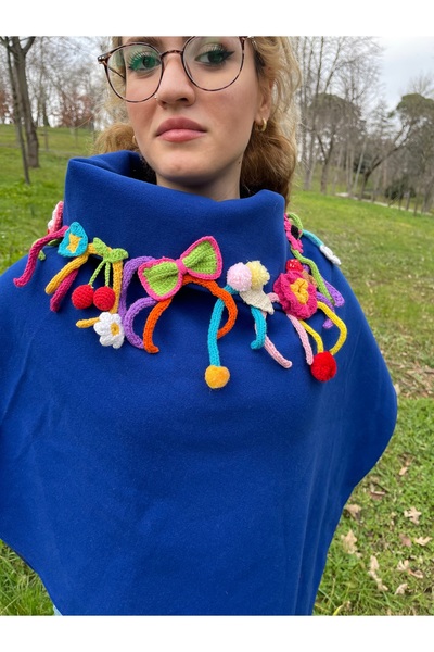 Madame Lucid Stamp Fabric Handmade Colorful Ponchos