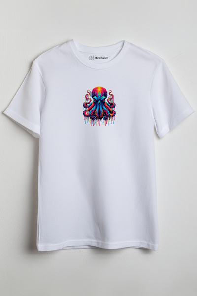 Merch&ice Кольорова футболка унісекс з принтом «Восьминіг»